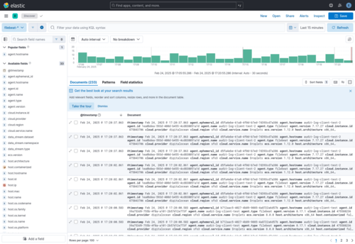 Kibana Dashboard of Elasticstack Setup